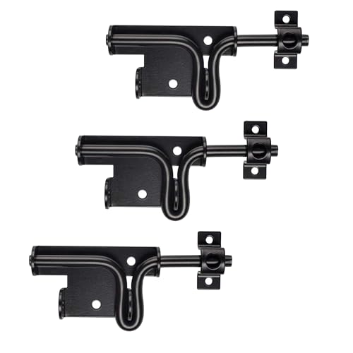 Slide Bolt Gate Latch for Wooden Fence Outdoor Gate Latch Lock with Padlock Hole, Heavy Duty Sliding Fence Door Lock, Black Barrel Bolt Latches for Wood Vinyl Fence,Gate Hardware for Barn Shed,3 Pack - size: 3 Pack
