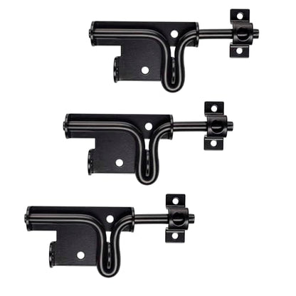 Slide Bolt Gate Latch for Wooden Fence Outdoor Gate Latch Lock with Padlock Hole, Heavy Duty Sliding Fence Door Lock, Black Barrel Bolt Latches for Wood Vinyl Fence,Gate Hardware for Barn Shed,3 Pack - size: 3 Pack