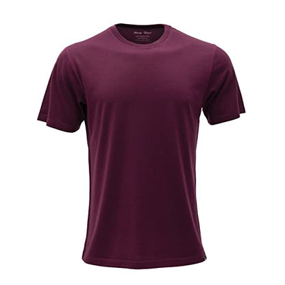 SHEEP RUN Men's Merino Wool Lightweight Hiking Running Workout Breathable Base Layer T Shirt - color: Mahogany, size: Medium