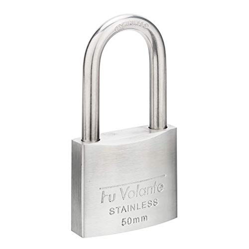 Stainless Steel Pin Tumbler Padlock, 304 Marine Series, Weatherproof, 2 inch Wide Body, Long Shackle, Keyed Different - color: FUPS150L