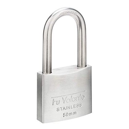Stainless Steel Pin Tumbler Padlock, 304 Marine Series, Weatherproof, 2 inch Wide Body, Long Shackle, Keyed Different - color: FUPS150L