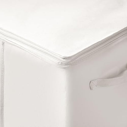 TYEERS Large Storage Bags with Zipper and Clear Window, Cotton Blended Fabric Storage Containers for Seasonal Clothes and Bedding, 23.6x15.7x13.8 Inches, 2-Pack, Beige