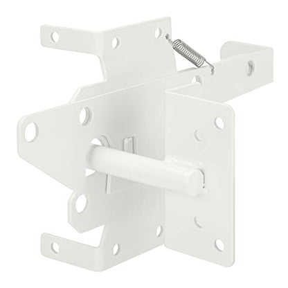 Self-Locking Gate Latch Heavy-Duty for Wood Gate, Steel White, 2pcs - color: White