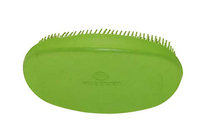 Grewal Equestrian Oval Face Grooming & Bathing Curry Brush for Horses, Dogs, Cats, & Other Pets - Very Soft Bristles (Lime Green) - color: Lime Green