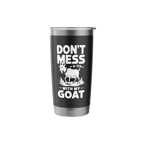 Don´t Mess With My Goat Cute Coat Pygmy Goat Farmer Stainless Steel Insulated Tumbler - color: Black