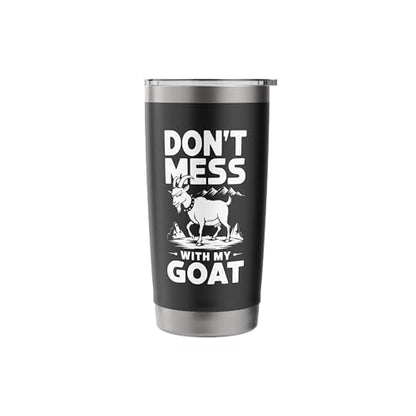 Don´t Mess With My Goat Cute Coat Pygmy Goat Farmer Stainless Steel Insulated Tumbler - color: Black