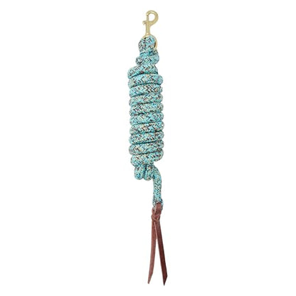 Weaver Equine 10' Horse Cowboy Lead Rope with Brass Snap - color: Turquoise/Brown/Tan