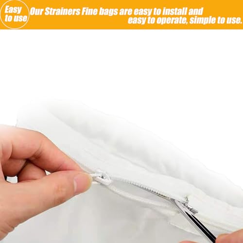 3 Pack Ultra Fine Mesh Strainer Bags, Reusable Food Grade Filter Bags with Stainless Steel Handle & Zipper Closure for Nut Milk, Coffee, Juices, Butter and Fresh Cheese