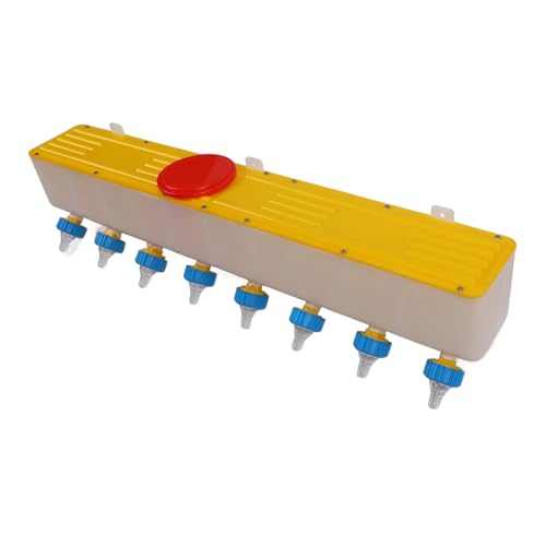 Silicone Lamb Drink Feeder, 8 Nipples Wall Mounted 10L Livestock Milk Feeding Bucket with One Way Valve and Feeding Port Lid, for Nursing Animal Lamb Piglet Puppy