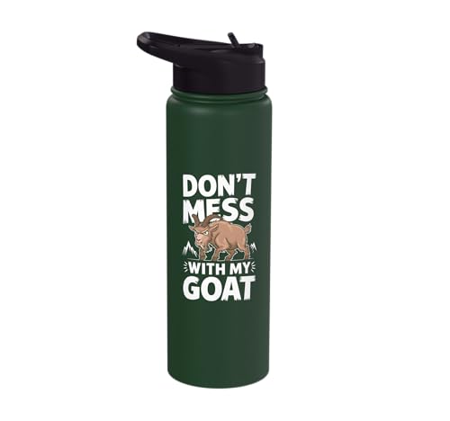 Don´t Mess With My Goat Cute Coat Pygmy Goat Farmer Stainless Steel Insulated Water Bottle - color: Dark Green