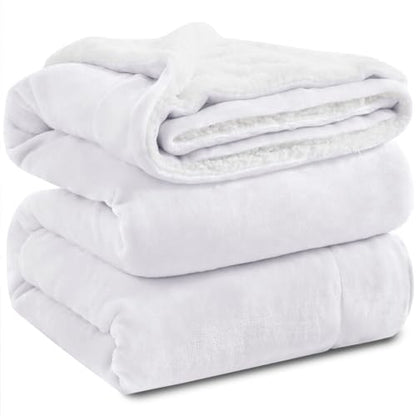 KAWAHOME Sherpa Fleece Twin Size Blanket for Bed, Extra Warm Heavy Thick - color: White, size: Twin ( 66" X 90" )
