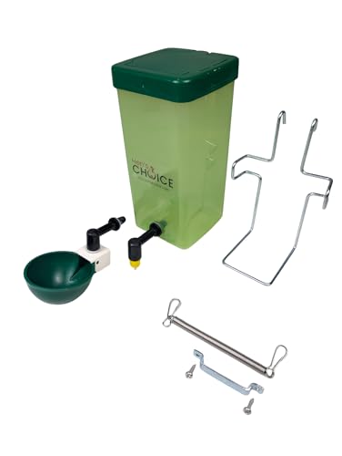 Hen's Choice™ 1L (32 oz) Drinker W/Cup, Nipple, & Wire Bracket for Chicks & Small Animals, Chicken Waterer, Green - color: Green/White, size: 1 Liter