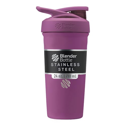 BlenderBottle Sport Flip Stainless Steel Shaker Bottle 24 oz Plum - color: Plum, size: 24 Ounces, style: Flip