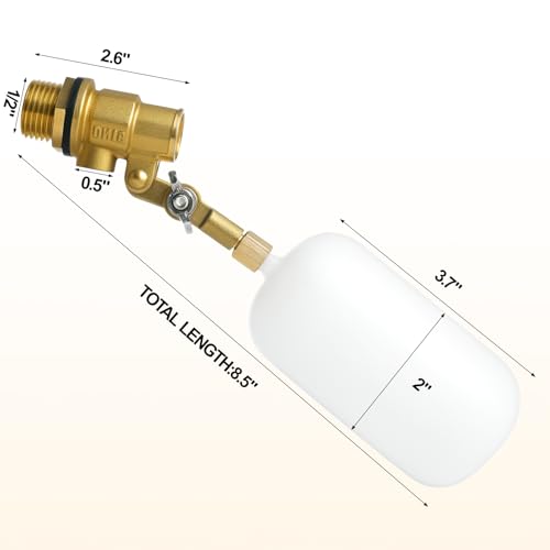 1/2 Inch Brass Water Float Valve - Pool Auto Fill Float Valve | Auto fill & automatic water level control for tanks, garden hoses, pools, ponds, fountains, aquariums (2Pcs)
