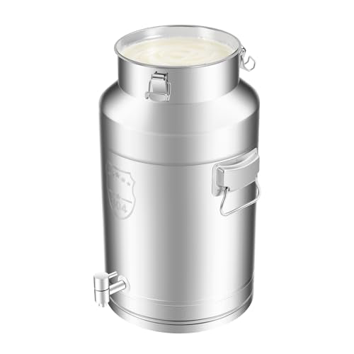 35L/9.24Gallon Stainless Steel Milk Can with Spigot, Heavy Duty Milk Jug Wine Pail Bucket Bottle Liquid Container Storage for Grain Wine Liquid,Stainless Steel Sealed Tank