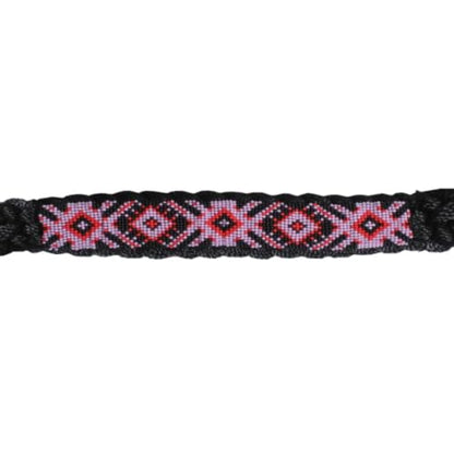 Professional's Choice Cowboy Braided Horse Halter - color: Black/Pink, style: Beads