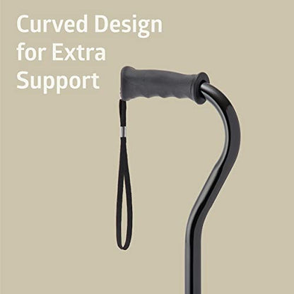 Medline Gel Grip Aluminum Cane with Offset Handle, Adjusts 29-38", 300 lbs. Capacity, Black - for Men & Women, Foot & Leg Injuries, Mobility, 1 Ct.