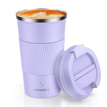 MOMSIV 17oz Travel Coffee Mug, Insulated Coffee Cup with Leakproof Lid - color: B-Purple Taro-17oz