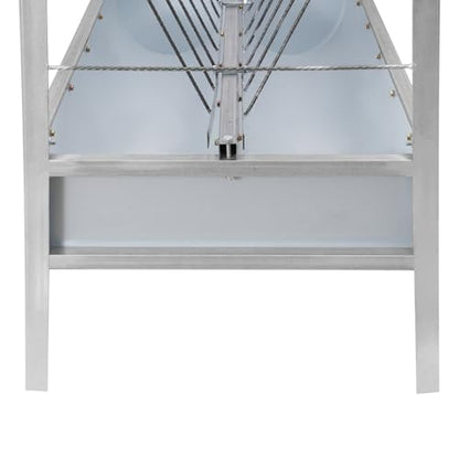 Hay Feeder, Livestock Feed Trough with 2-in-1 Hay and Grain Feeder, Heavy Duty Steel Frame and Deeper Pan Hay Rack, Feeding Station for Sheep, Calf, Cow, Horse, Goats for Pasture, Farm (White) - color: White