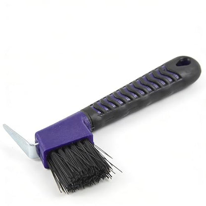 2-in-1 Hoof Pick for Horses with Soft Grip Rubber Handle(Purple) - color: Purple