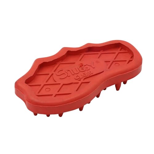 Grewal Equestrian Snuggy Clean Large Teeth Rubber Groomer Curry (Red) - color: Red