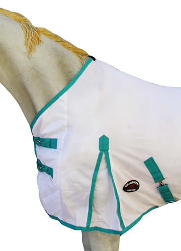Challenger Horse Airflow Mesh Summer Light Fly Sheet Teal 7333 - color: White Teal, size: 80 inches