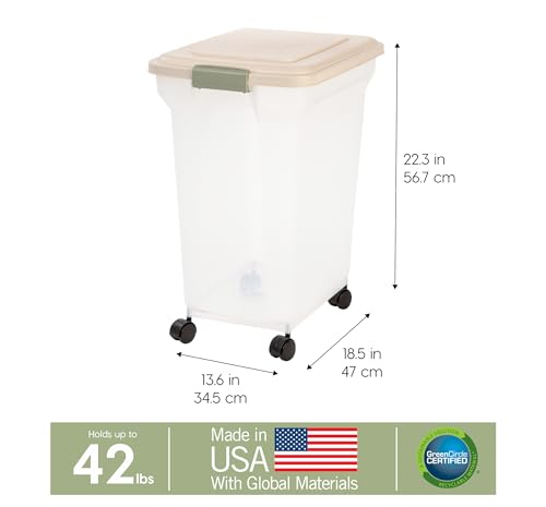 IRIS USA Dog Food Storage Container, Up to 40 lbs, Almond, Made in USA - color: Almond, size: 40 lbs