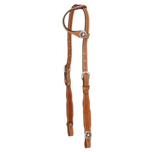 Tough 1 Royal King Square Cheek Single Ear Headstall - color: Medium Oil