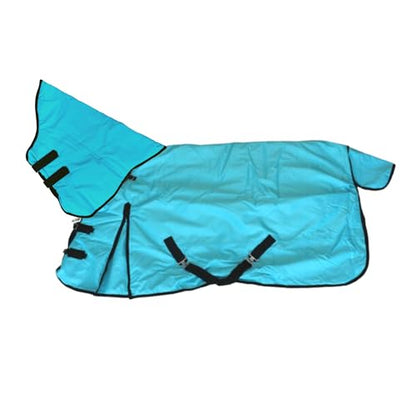 AJ Tack 1200D Waterproof Winter Horse Blanket with Neck Rug - 400g Heavyweight Turnout with Fleece Collar, Shoulder Gussets & Tail Flap - Turquoise 68" - size: 68 Inches Small