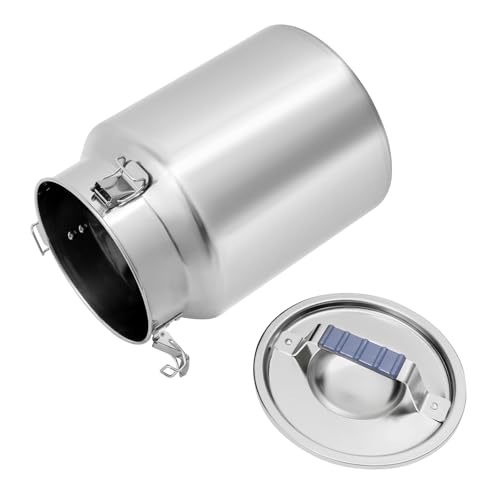DYNAMI 3.2Gal Stainless Steel Airtight Canister,Large Metal Food Storage Container,Stainless Steel Bucket Milk Can Milk Jug With Lid&Handle, for Kitchen Rice Flour Coffee Bean (Silver) - color: Silver