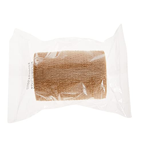 Juvale Self-Adherent Cohesive Wrap - Breathable Support Athletic Tape - Snug Fit for Tattoo Equipment - Swelling & Strain Aid Sports Tape - 3 in x 5 yd, Pack of 12, Tan - size: 3" x 5 Yards