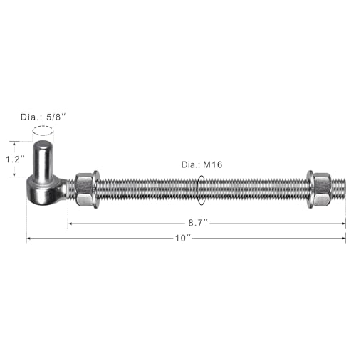 Insaga M16x 10'' J-Bolt Gate Hinge, 304 Stainless Steel J-Bolt Post Hinge for Farm Gate, 5/8" Male Pin J-Bolt Hinge for Chain Link Fence Gate, Gate Hinges for Metal Gates (4Pcs) - color: M16-10''-4PCS