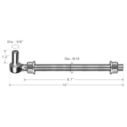Insaga M16x 10'' J-Bolt Gate Hinge, 304 Stainless Steel J-Bolt Post Hinge for Farm Gate, 5/8" Male Pin J-Bolt Hinge for Chain Link Fence Gate, Gate Hinges for Metal Gates (4Pcs) - color: M16-10''-4PCS