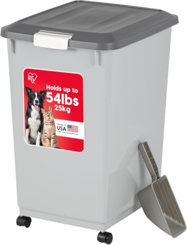 IRIS USA Dog Food Storage Container, Up to 54 lbs, Gray/Dark Gray - color: Gray/Dark Gray, size: 54 lbs