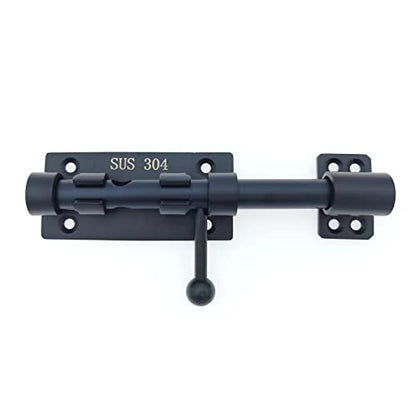 6in Slide Bolt Gate Latch 304 Stainless Steel Barrel Bolt Latch Heavy Duty Door Security Lock Thickened Door Latches Hardware with Mounting Screws for Barn Fence Shed Basement - color: 6in Black