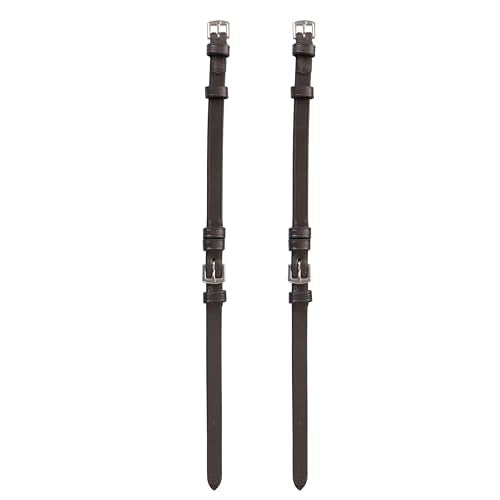 English Bridle Cheek Pieces– 5/8" (16mm) Leather Replacement Cheekpieces with Buckle Fastening – Premium Vegetable-Tanned Leather Horse Tack – Stainless Steel Hardware – Full Size - color: Havana Brown, size: Pony/Small Size