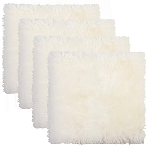 Natural Sheepskin Chair Pad, Non-Slip, Natural, 4 Pack - color: Natural, size: 4 Count (Pack of 1)