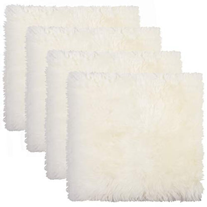 Natural Sheepskin Chair Pad, Non-Slip, Natural, 4 Pack - color: Natural, size: 4 Count (Pack of 1)