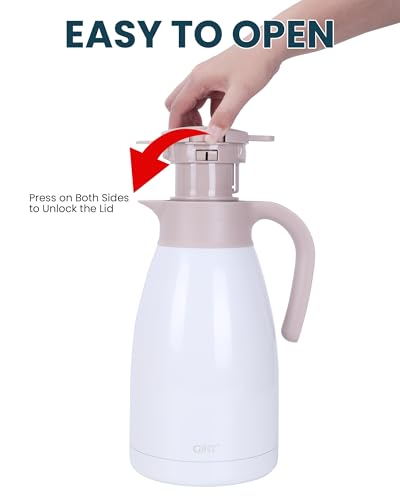 GiNT 2.2L / 74Oz Thermal Coffee Carafe, Insulated Stainless Steel Coffee Carafes for Keeping Hot/Double Walled Vacuum Thermal Carafe (White) - color: White, size: 74.4 Ounces