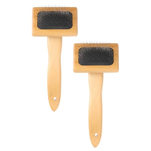 MECCANIXITY 2 Pcs Wool Carder, Hand Carding Brush 2 Small Wooden Pet Grooming Tool for Needle Felting Pet Grooming Weaving Craft Supplies, Black, Wood Color - style: 2 Small