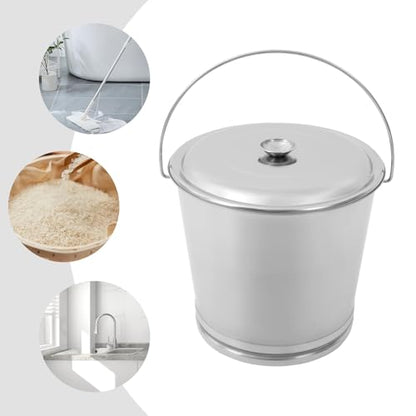 21Qt Stainless Steel Milk Pail Bucket, Carry Water or Drinks Container with Lid, Handle & Open Lip Edge Milk Pail Container Kitchen Compost Bin Scrap for Compost Outdoor Household (21Qt) - size: 21Qt