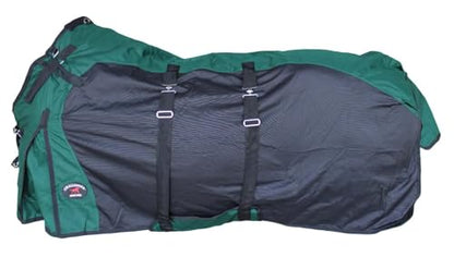 Challenger Horse 1200D Turnout Sheet Waterproof, Breathable, Light-Weight Rain Blanket with Bellyband, Ripstop Outer Shell 3EE13B - color: Hunter Green Black, size: 72 inches