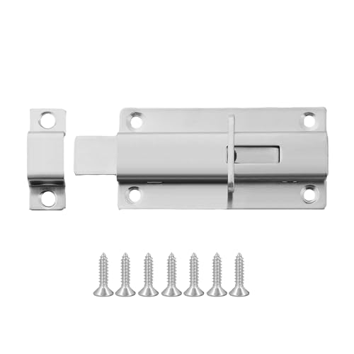 Mooche Slide Latch Lock Barrel Bolt, 3.95 Inch Stainless Steel Gate Latches - color: Brushed