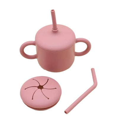 Silicone Baby Feeding Tray Dusty Pink Mealtime Plate with Suction Base Divided Sections for Infant and Toddler Feeding - color: Dusty Pink