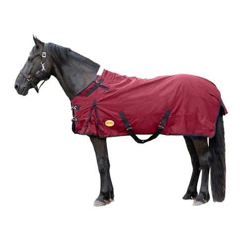RESISTANCE Premium 1680D Waterproof Horse Turnout Blanket with 300g Polyfill & Adjustable Buckle Closure - color: Brick Red, size: 68"