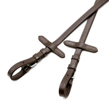 Jeffers Uniquely English Leather Laced Reins for Horses, Havana 54" - Adjustable Premium Reins for Equestrian Riding, Jumping, Saddle, Bridle, Training, English Horse Tack
