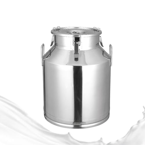 Milk Can 5L/1.32Gal Stainless Steel Seamless Milk Jug Milk Pail Milk Bucket with Handle Protable Liquid Container for Home, Farm, Transport
