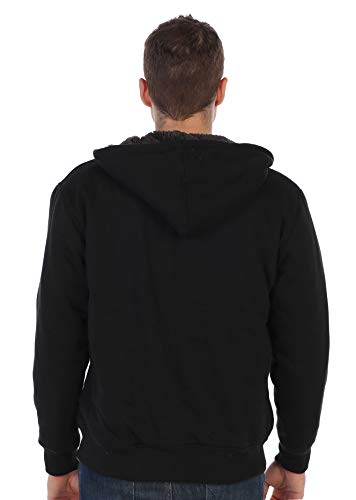 Gioberti Men's Soft Heavyweight Sherpa Lined Fleece Hoodie Jacket - color: Black C, size: Small