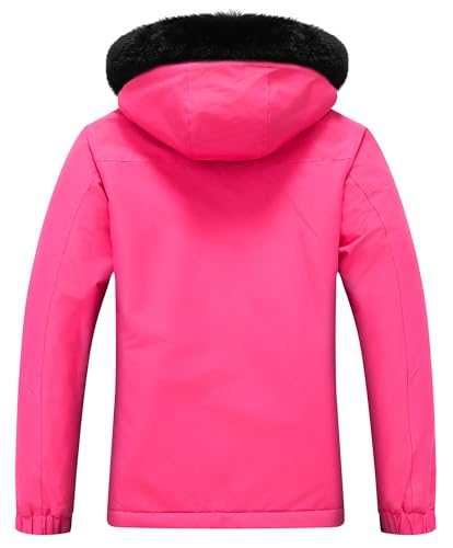 MOERDENG Women's Warm Winter Coat Insulated Snowboarding Jacket - color: Rose Red, size: Small