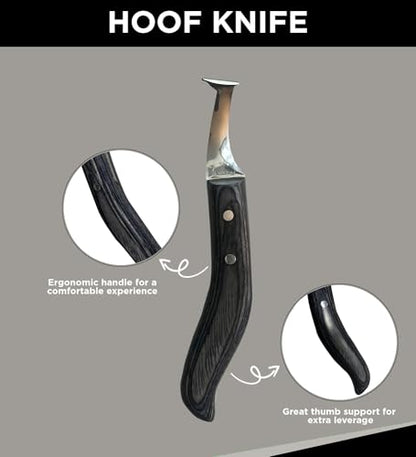 Super Sharp Hoof Knife - Hoof Knife with Wooden Handle, Horse Shoe Hoofing Made Easy with Hoof Trimming Knife with Special Colored Wooden Handle